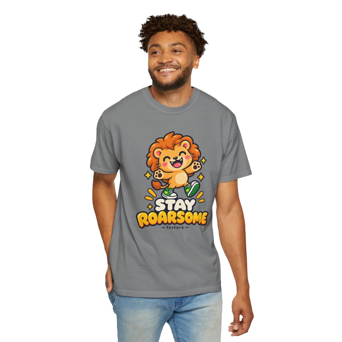 Stay Roarsome – Cute Happy Lion Graphic T-Shirt
