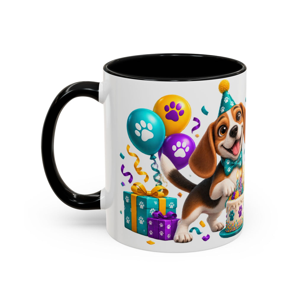 Beagle Birthday Mug – Fetch the Cake White Ceramic Coffee Cup