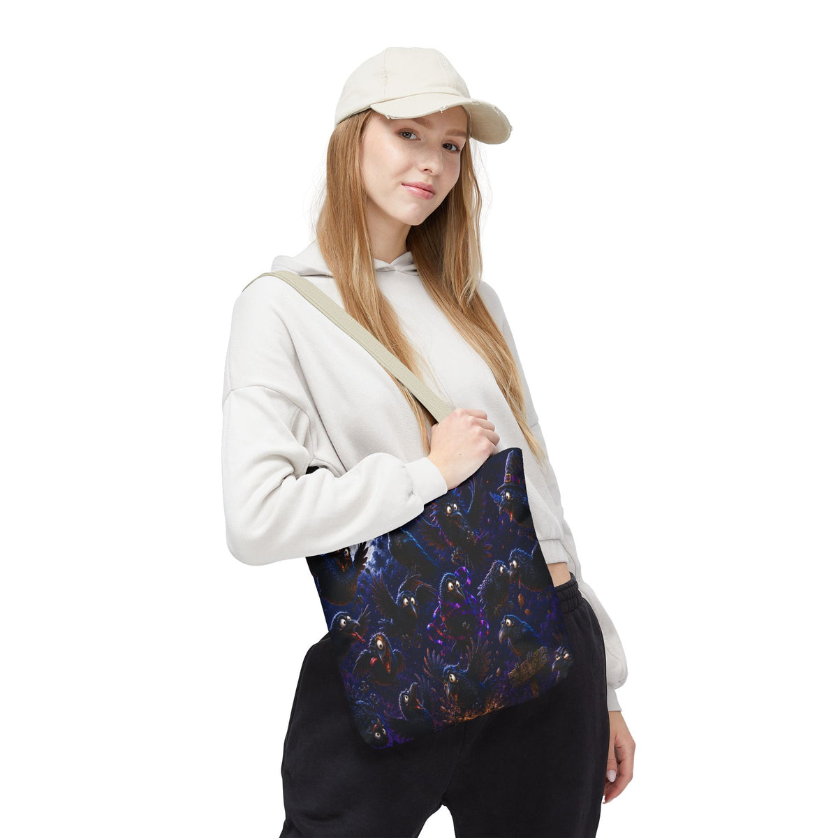 Crows at Midnight Tote Bag — Gothic Raven Moon AOP Tote for Halloween & Everyday