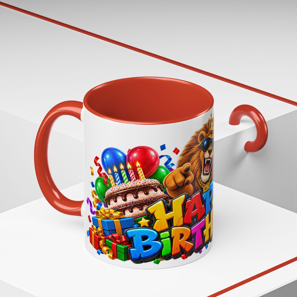 Lion Happy Birthday Mug – Colorful 3D King Celebration Design