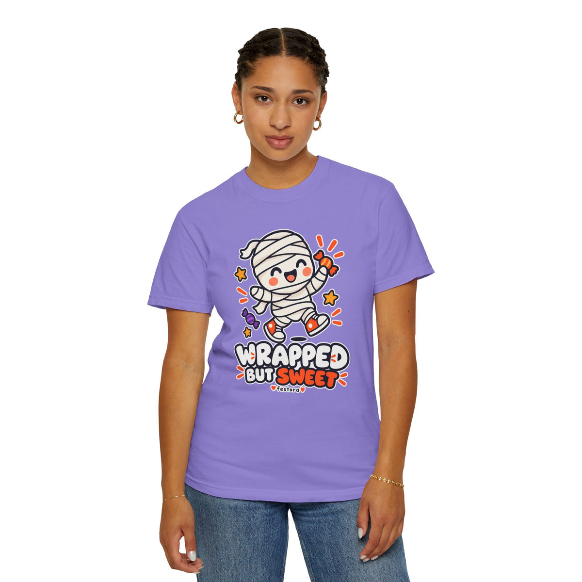 Wrapped but Sweet Halloween T-Shirt | Cute Mummy Graphic Tee