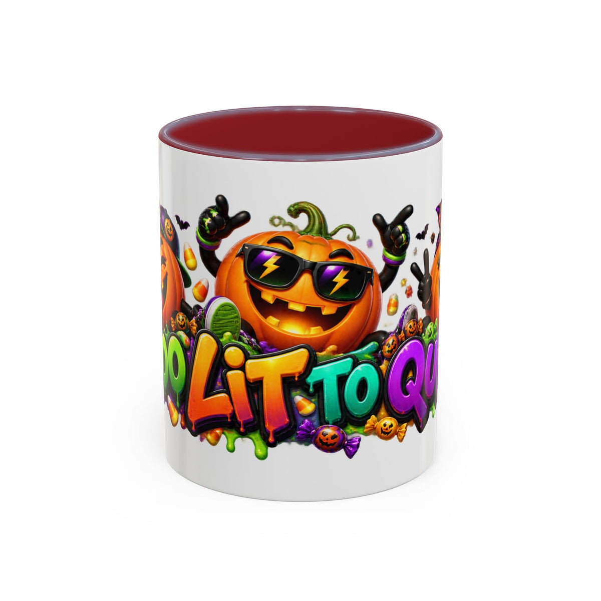 Too Lit to Quit Halloween Pumpkin Party White Mug