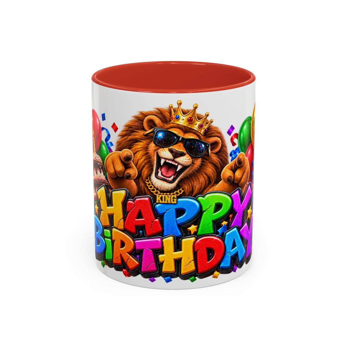 Lion Happy Birthday Mug – Colorful 3D King Celebration Design