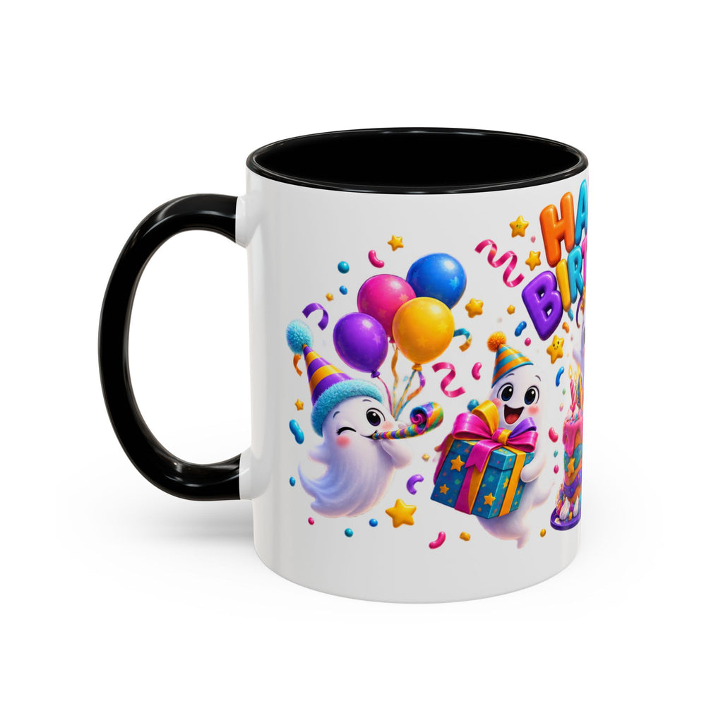 Happy Birthday Accent Coffee Mug - Colorful Celebration Mug (11oz, 15oz)