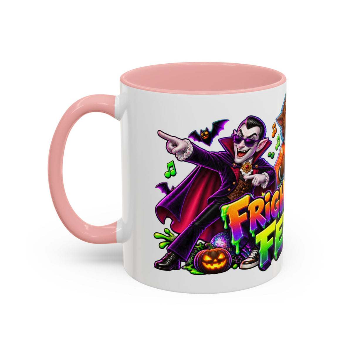 Fright Night Fever Dancing Monsters Halloween White Mug