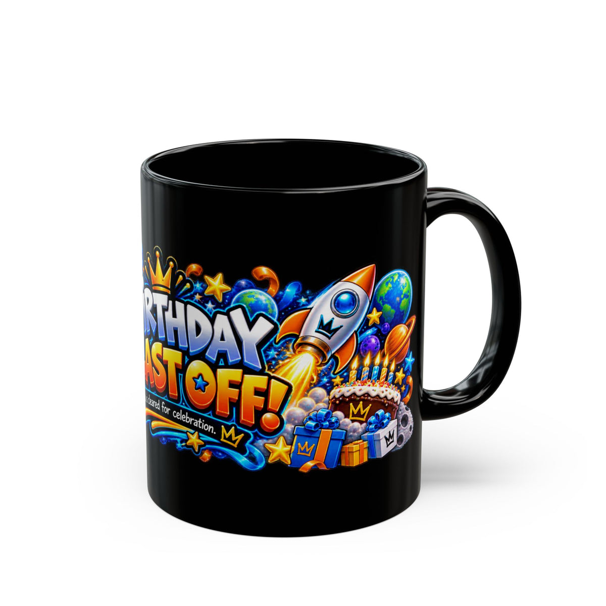 Birthday Blast Off Black Mug – Festora Alien Nova Birthday Cup