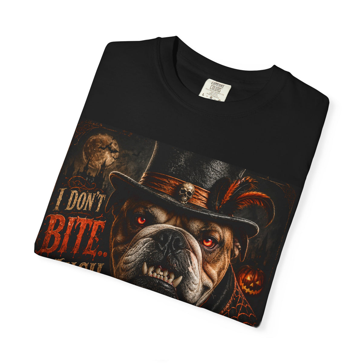 Halloween Bulldog T‑Shirt - "I Don't Bite Much, I Prefer Treats!"