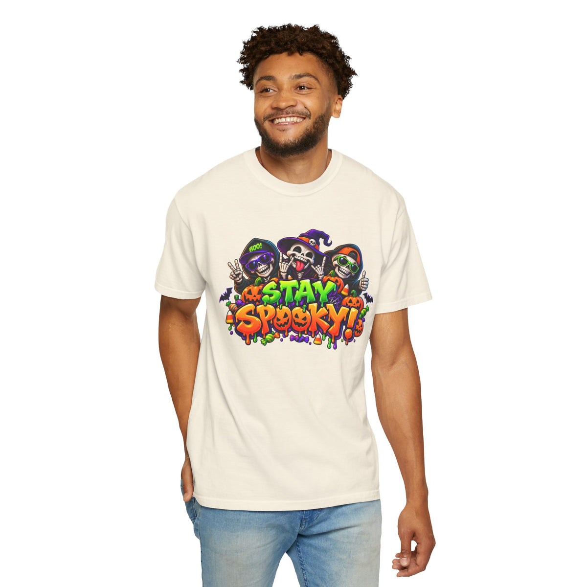 Stay Spooky Halloween T-Shirt – Funny Skeleton Crew Colorful Graphic Tee