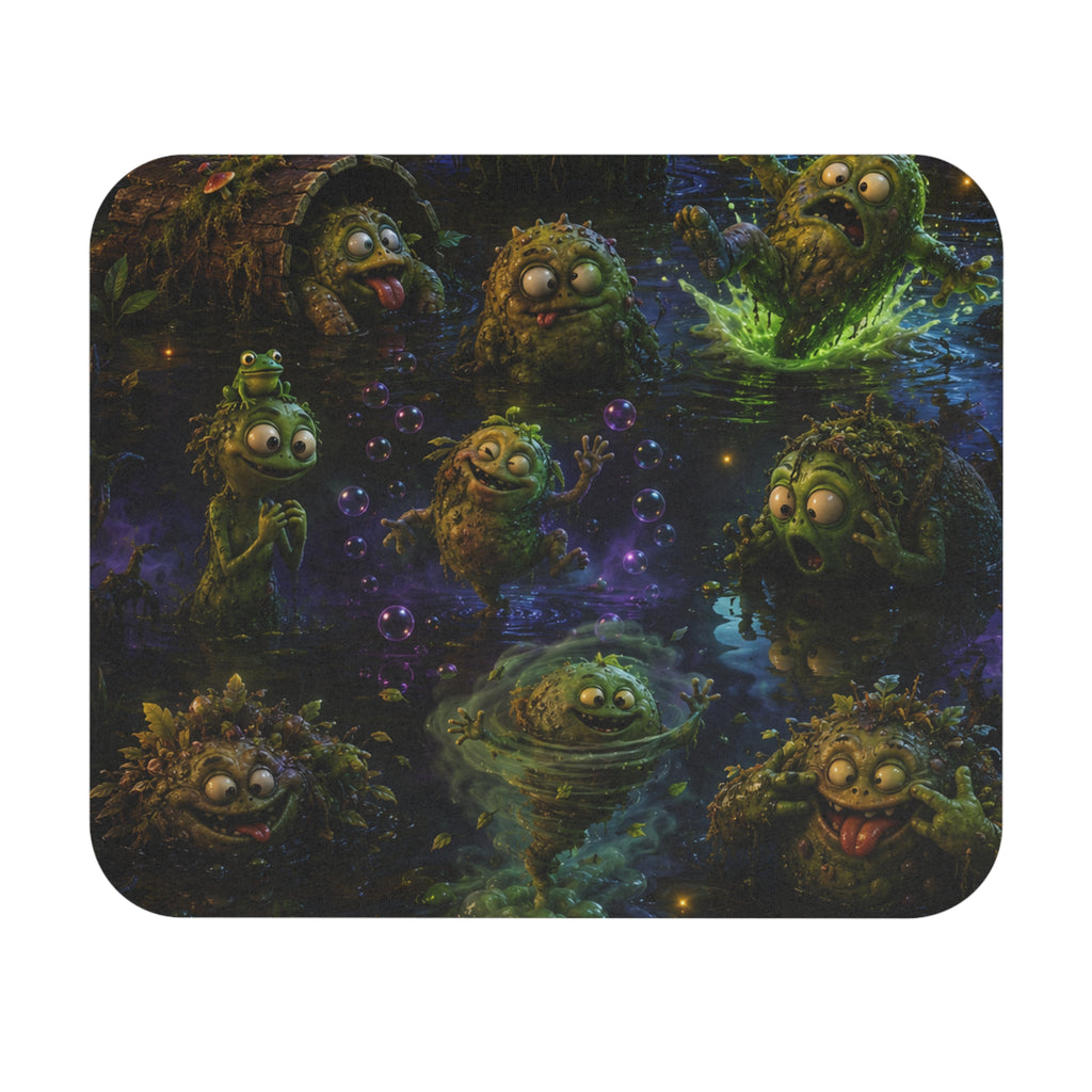 Fantasy Swamp Creatures Mouse Pad — Cute Mystic Bog Monsters Design