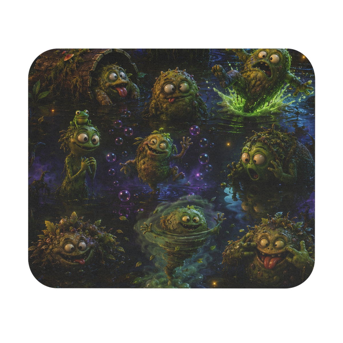 Fantasy Swamp Creatures Mouse Pad — Cute Mystic Bog Monsters Design