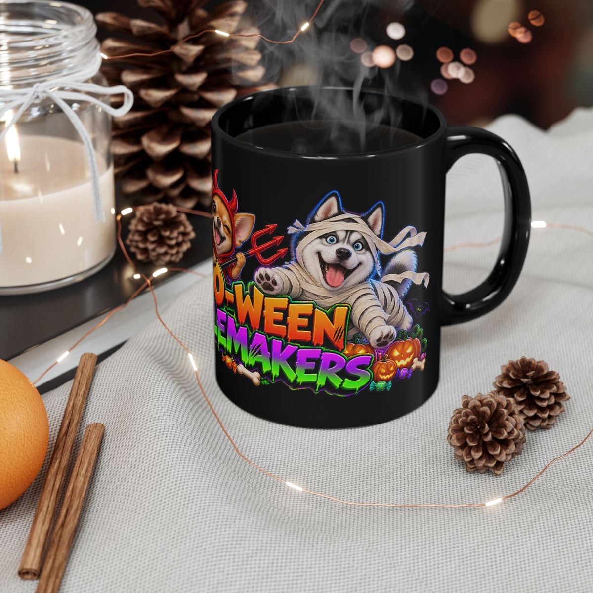 Howl-O-Ween Troublemakers Costume Dogs Halloween Black Mug