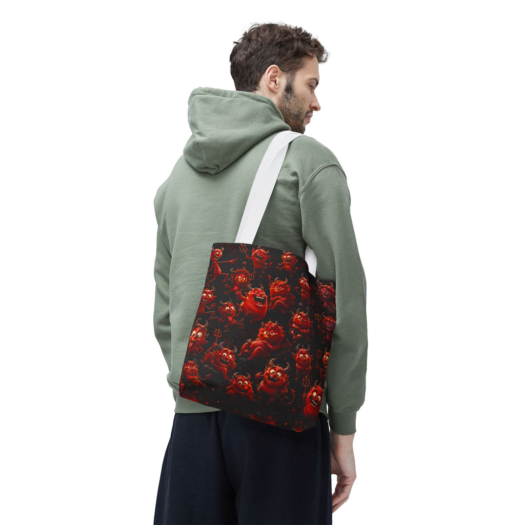 Funny Red Devils Tote Bag - Cute Mischievous Demon All-Over Print