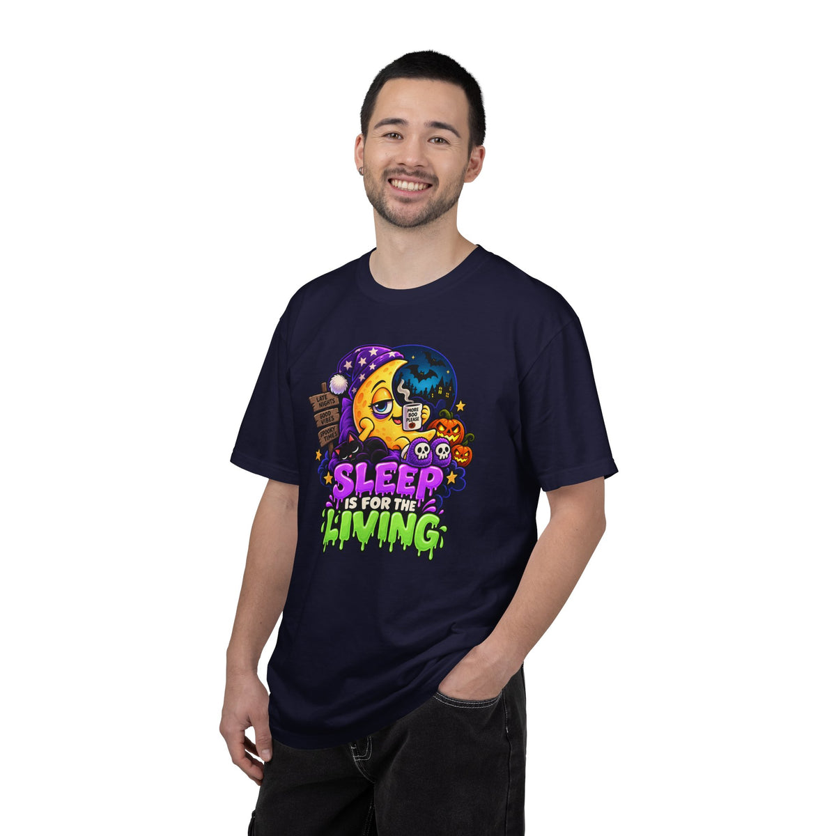 Sleep Is for the Living – Funny Halloween Moon T-Shirt