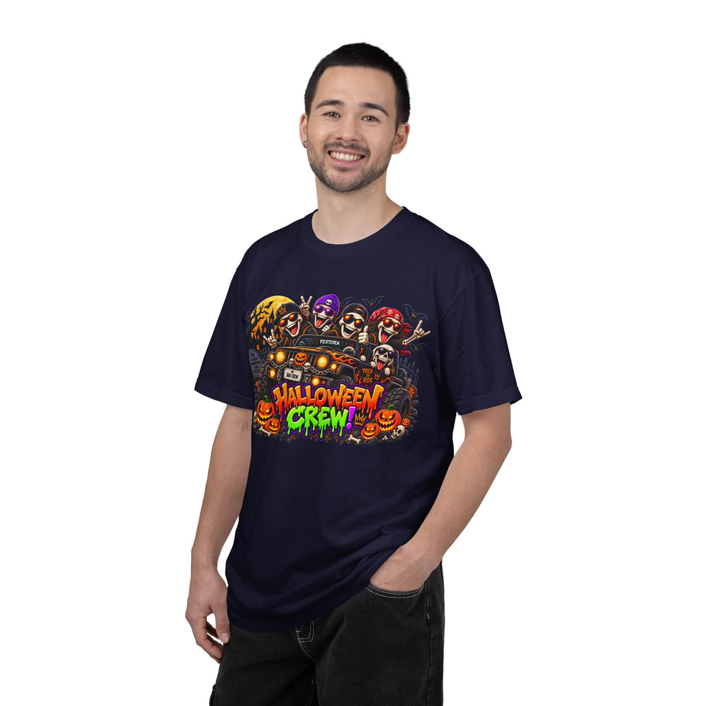 Halloween Crew T-Shirt – Skeleton Jeep Spooky Graphic Tee