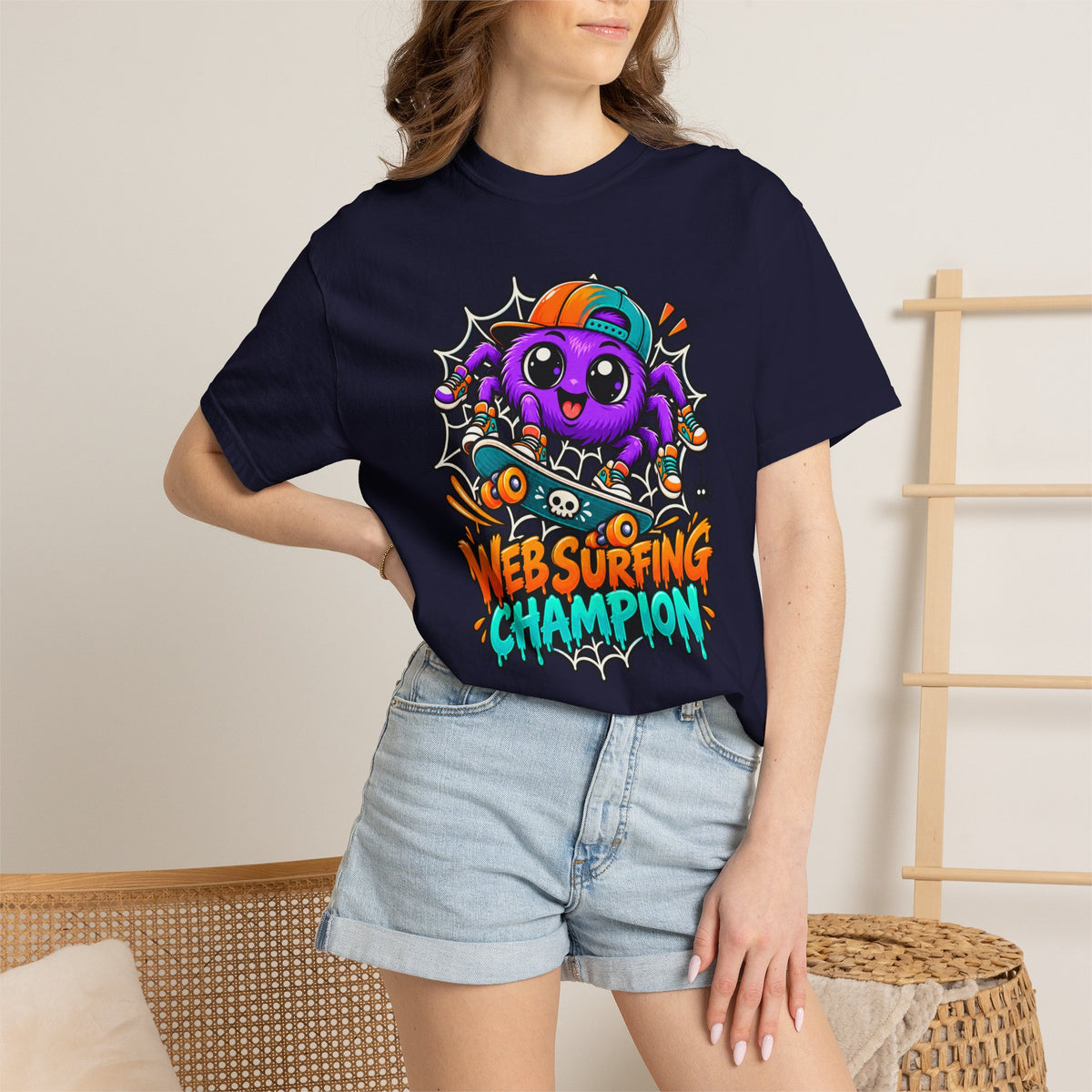Web Surfing Champion – Cute Halloween Spider T-Shirt