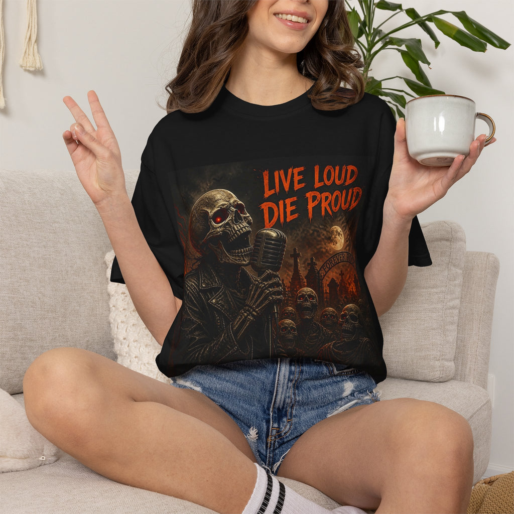 Live Loud Die Proud Skull Band T-Shirt