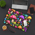 Colorful Mushroom Garden Desk Mat — Bright Psychedelic Desk Pad for Gamers & Creatives