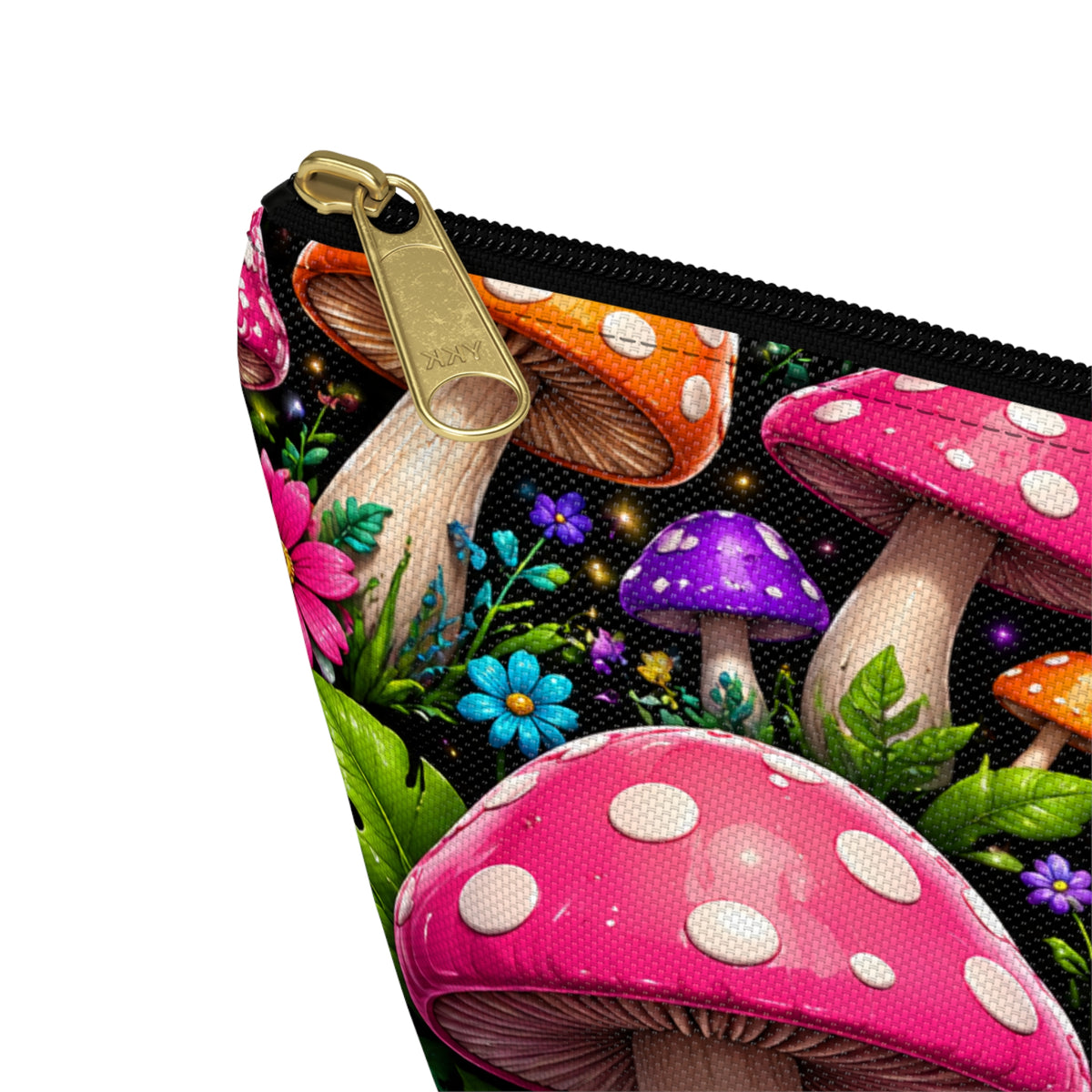 Mushroom Garden Accessory Pouch — Colorful T-Bottom Cosmetic Bag