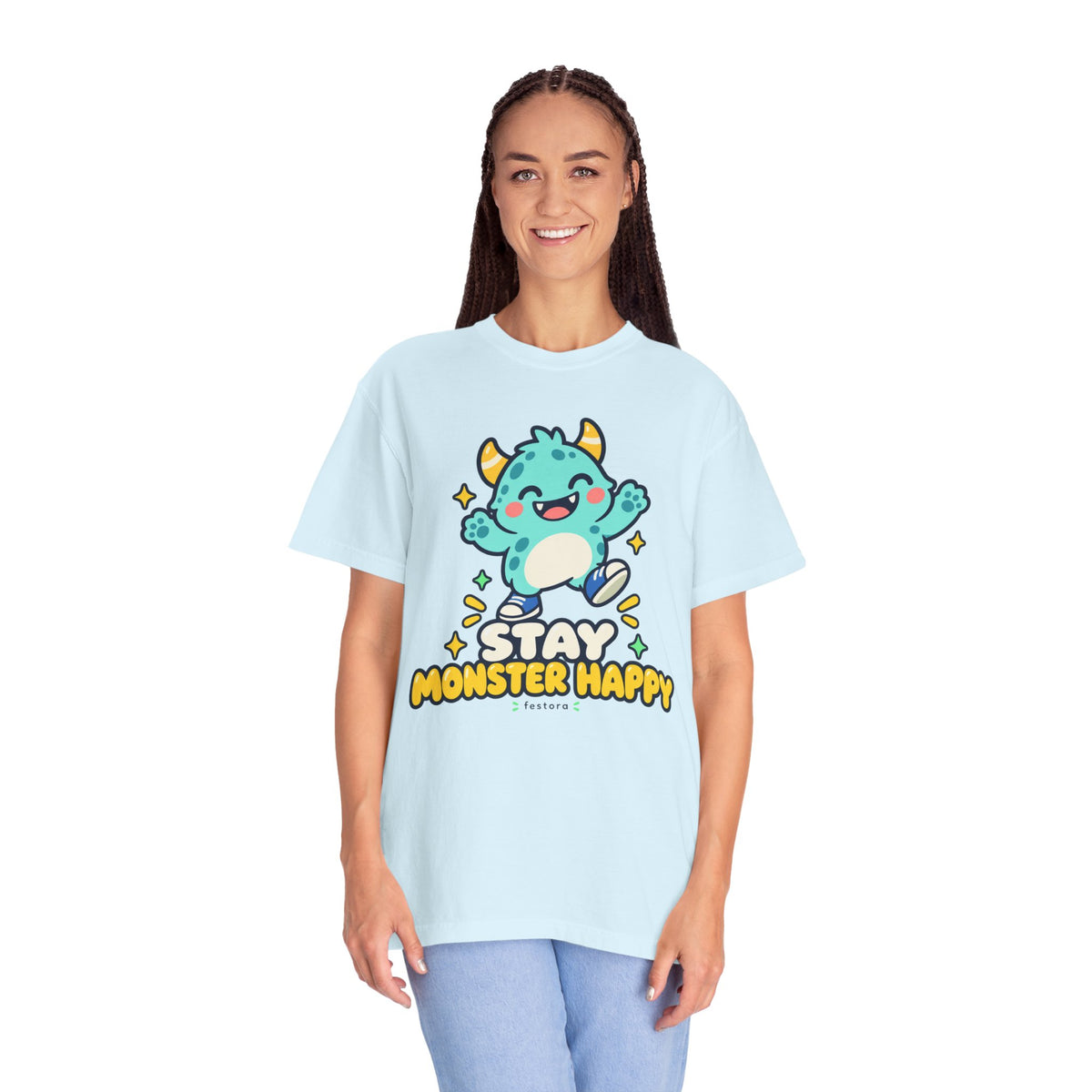 Stay Monster Happy – Cute Monster Graphic T-Shirt