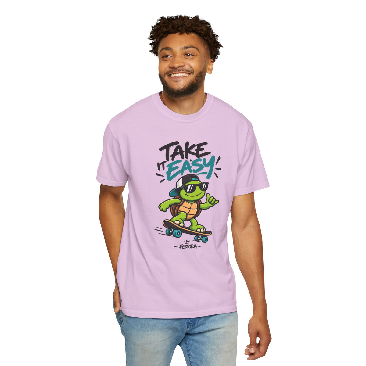 Take It Easy Skate Turtle Graphic T-Shirt | Festora Everyday