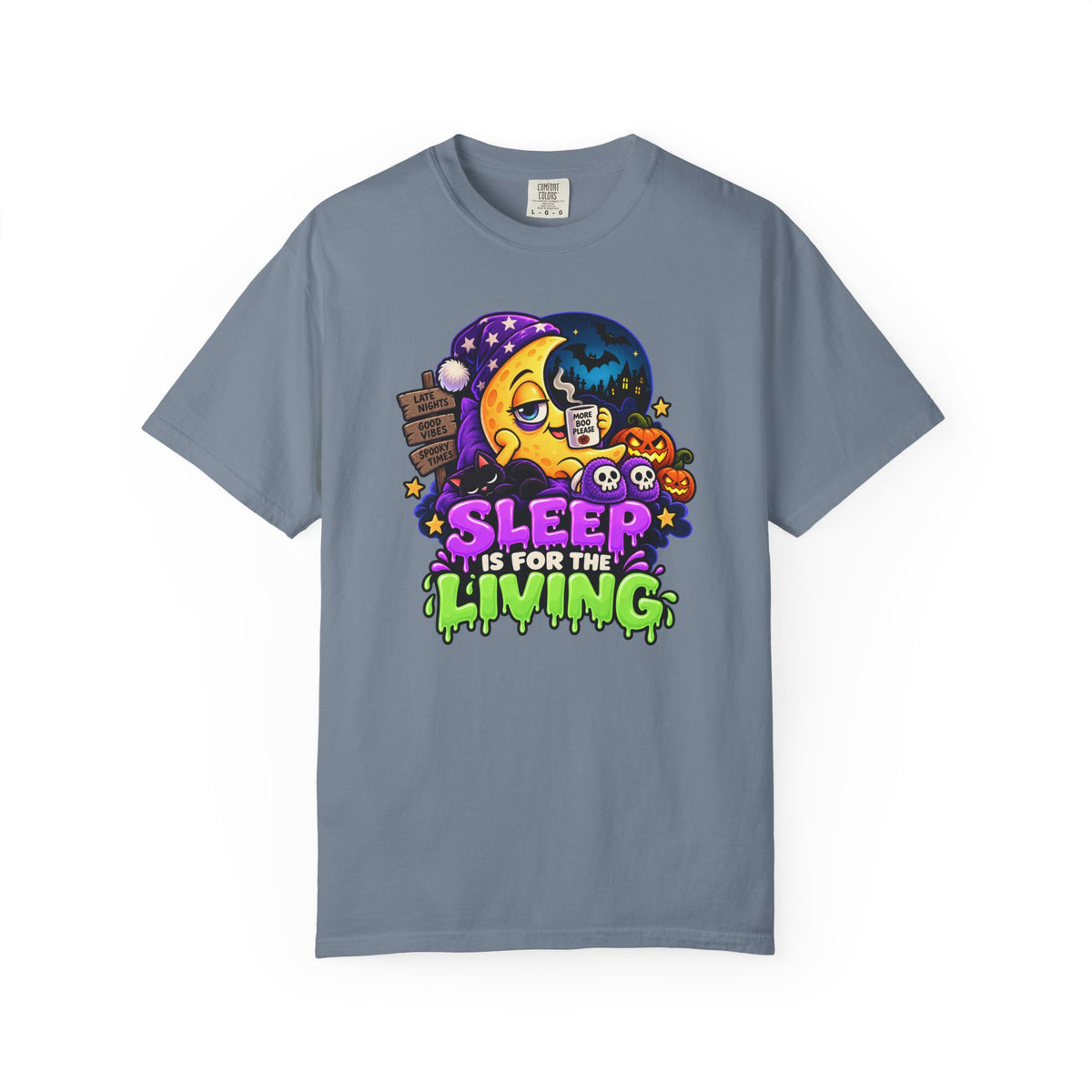 Sleep Is for the Living – Funny Halloween Moon T-Shirt