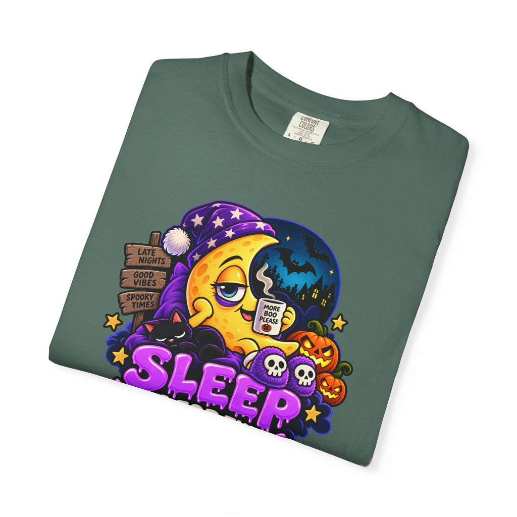 Sleep Is for the Living – Funny Halloween Moon T-Shirt