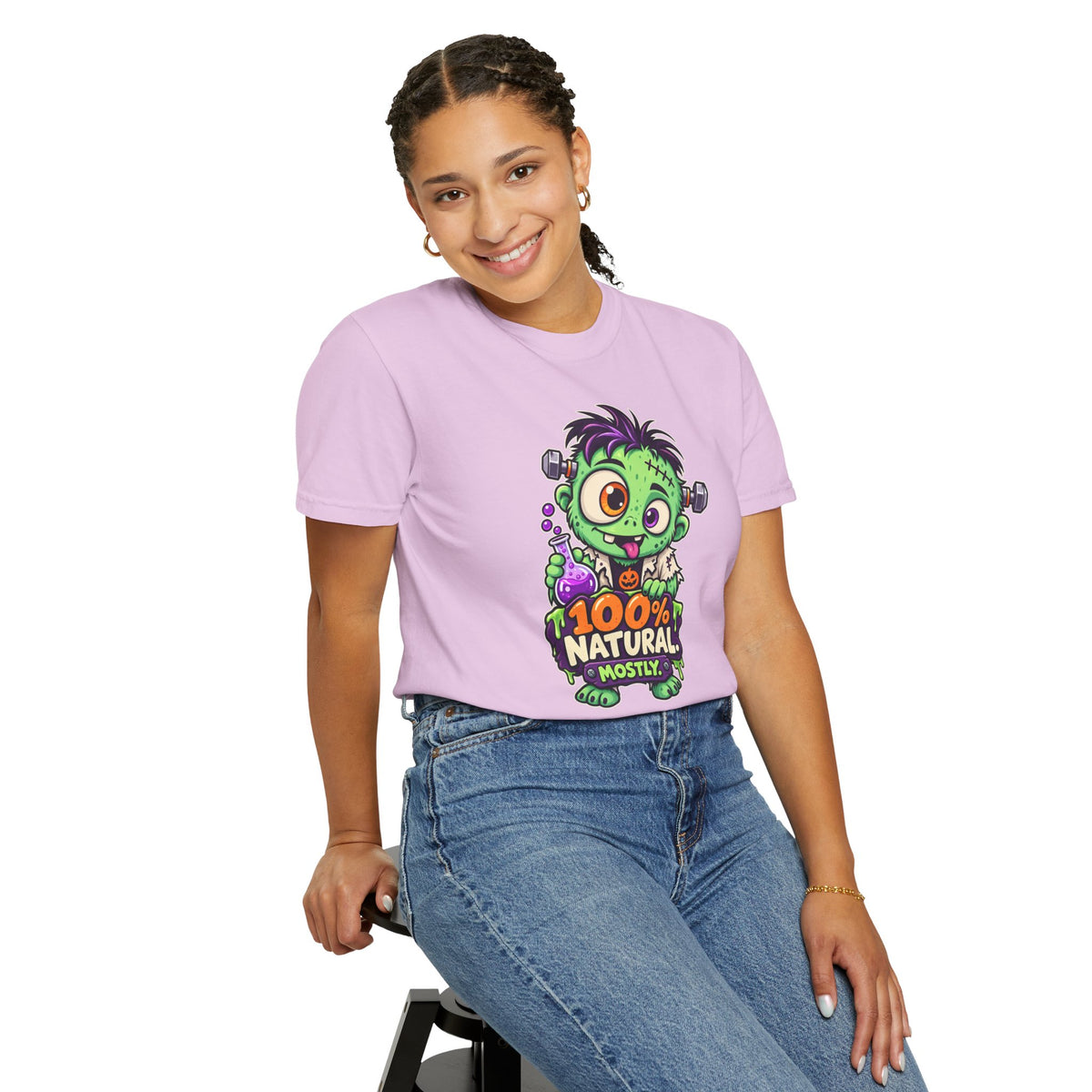 100% Natural. Mostly. – Cute Halloween Lab Monster T-Shirt