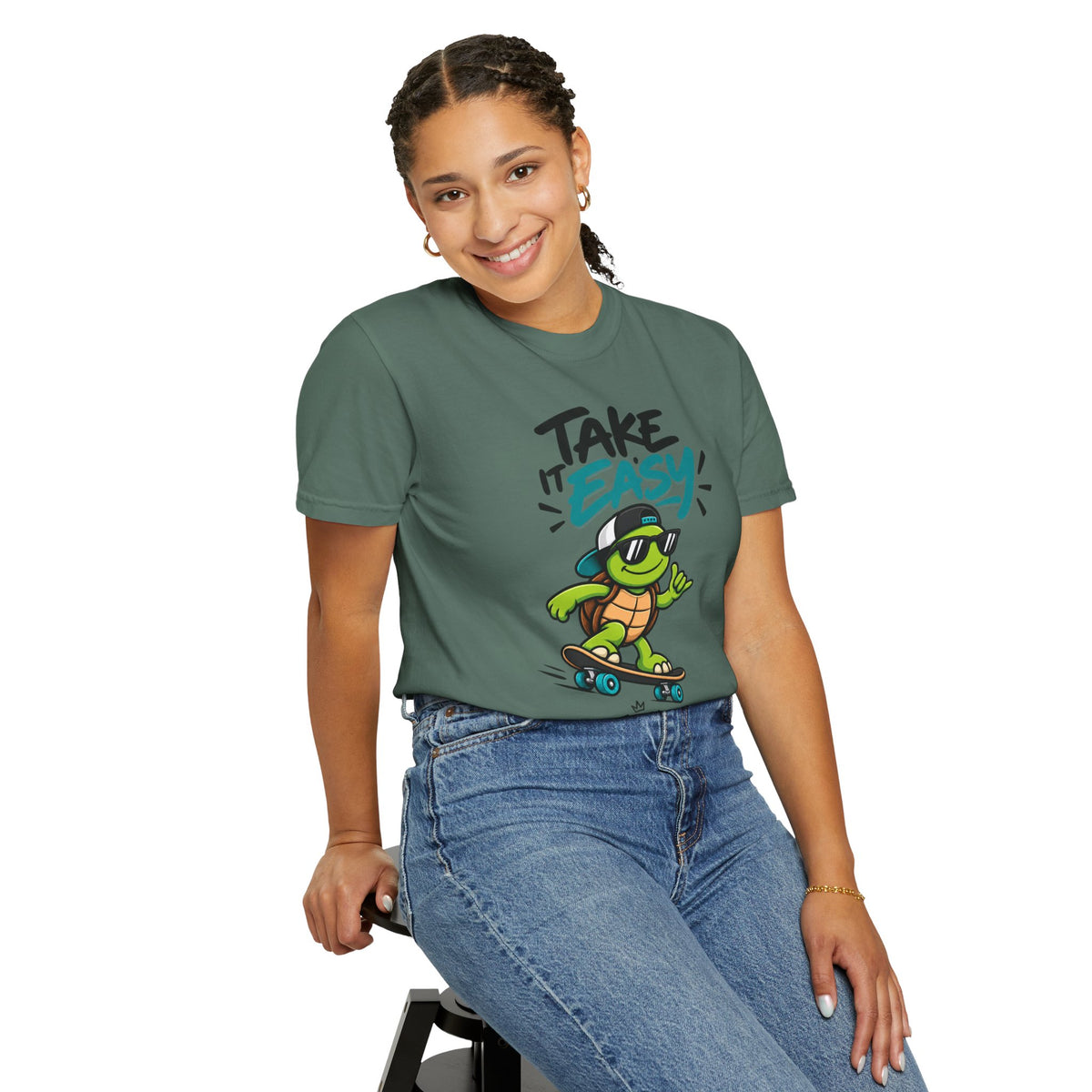 Take It Easy Skate Turtle Graphic T-Shirt | Festora Everyday