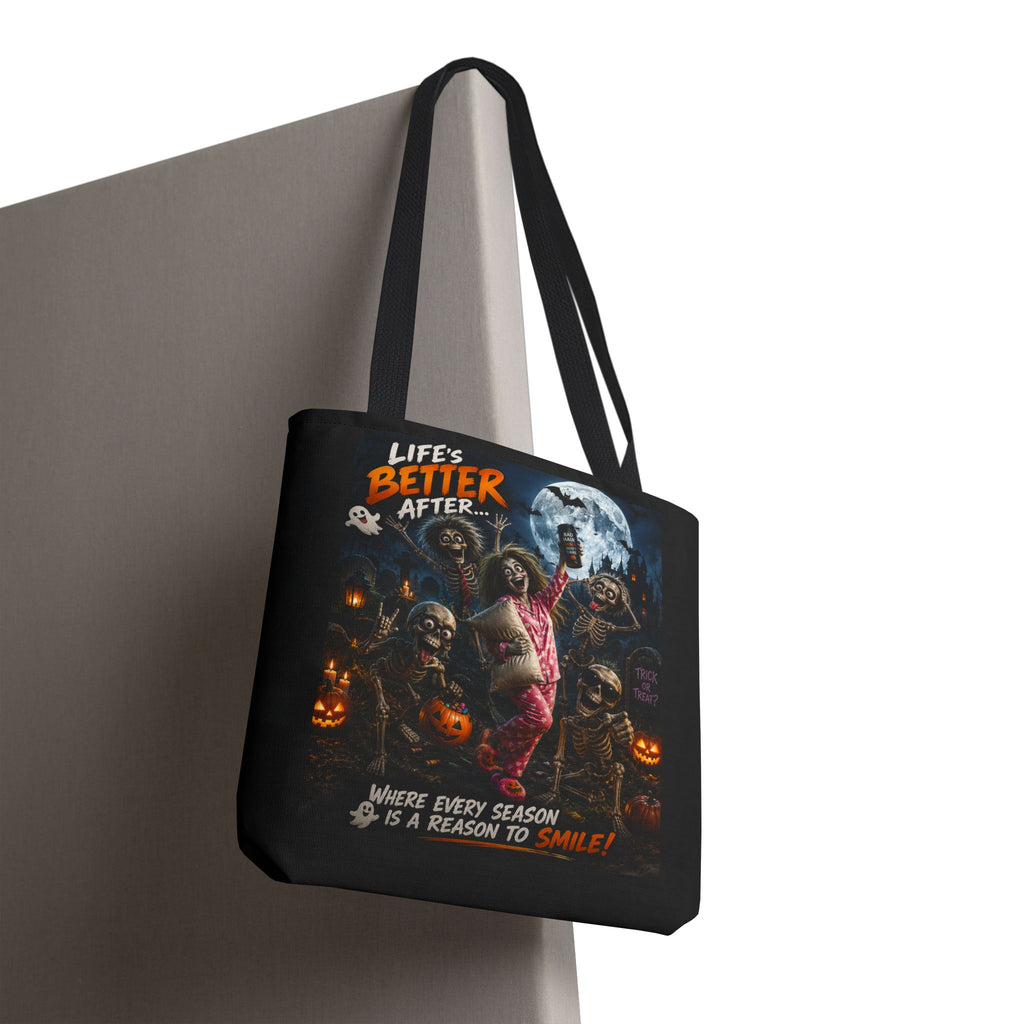 Halloween Horror Tote Bag - "Life's Better After" Trick-or-Treat Pumpkin Design