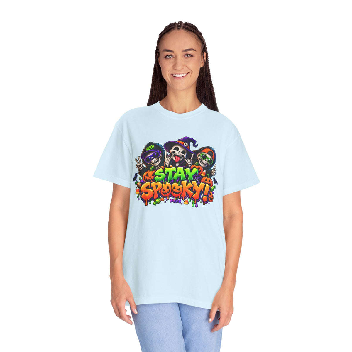 Stay Spooky Halloween T-Shirt – Funny Skeleton Crew Colorful Graphic Tee