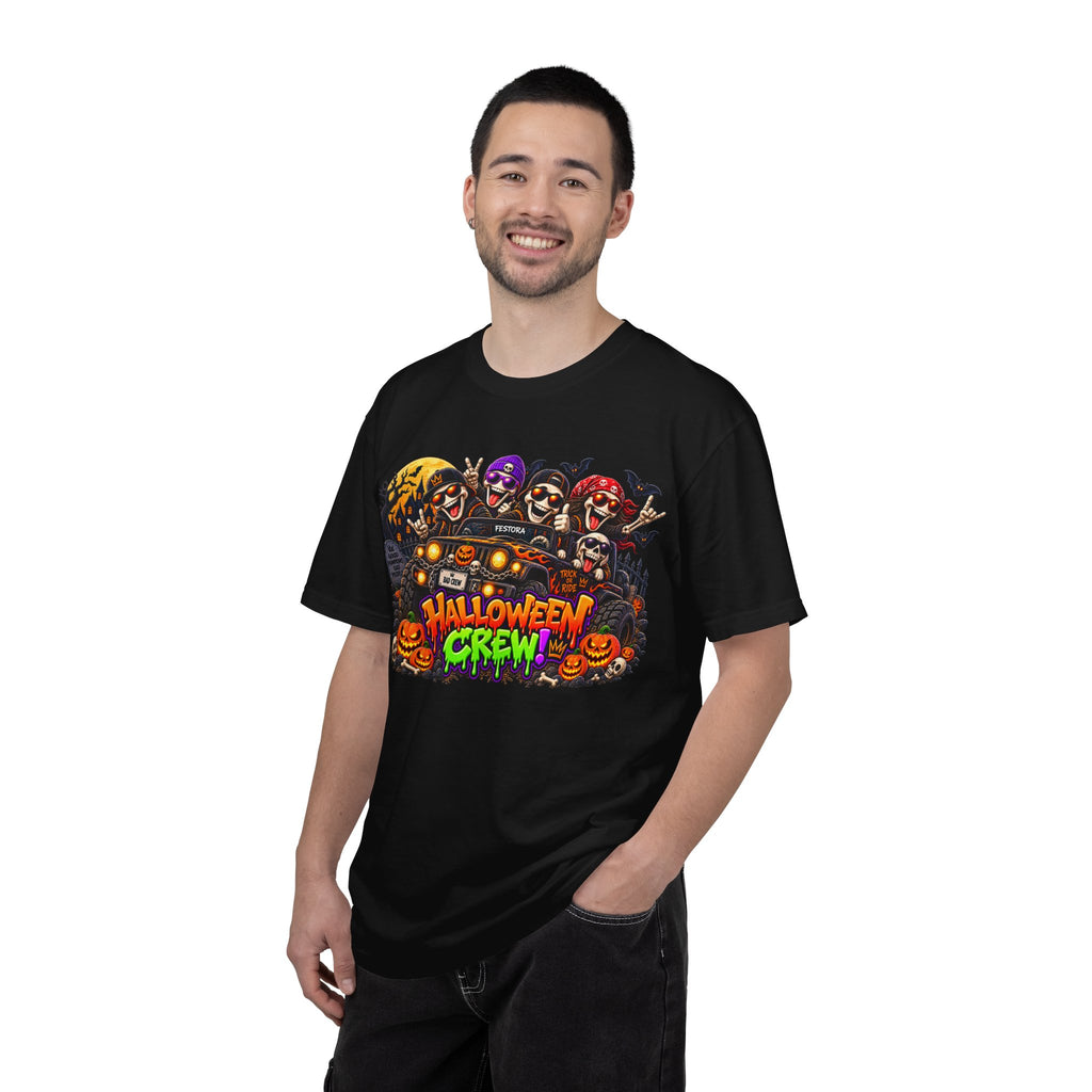 Halloween Crew T-Shirt – Skeleton Jeep Spooky Graphic Tee