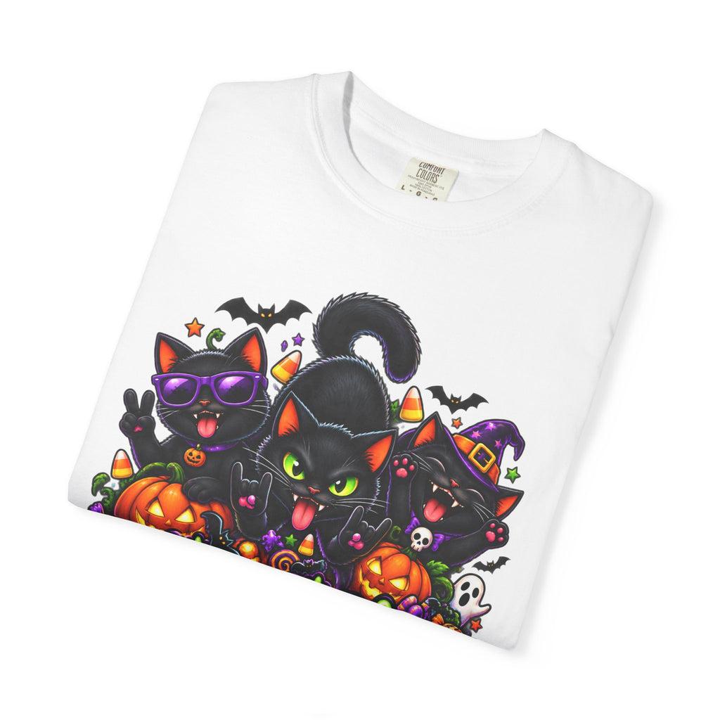 Midnight Mischief Halloween T-Shirt – Funny Black Cat Graphic Tee