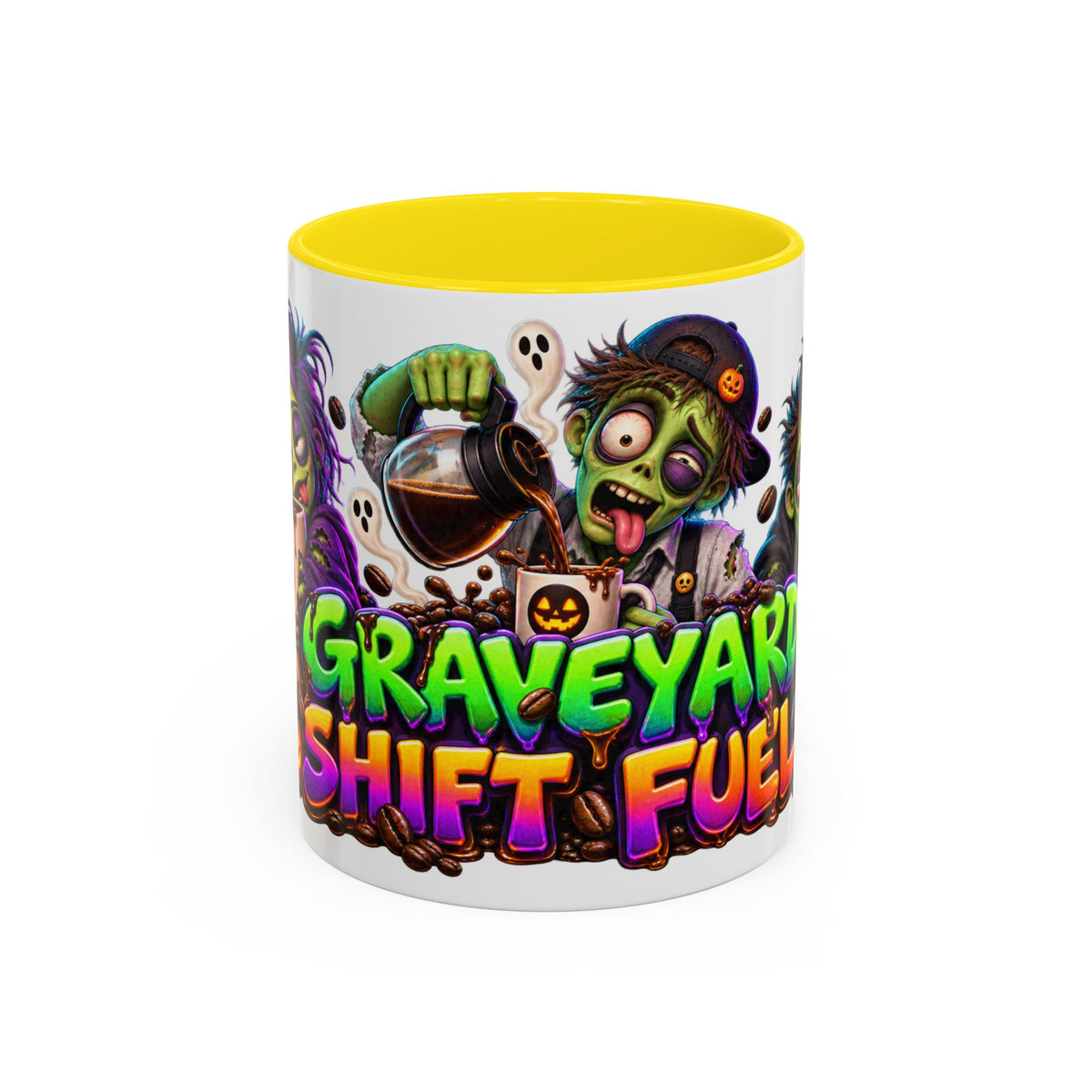 Graveyard Shift Fuel Coffee Zombies Halloween White Mug