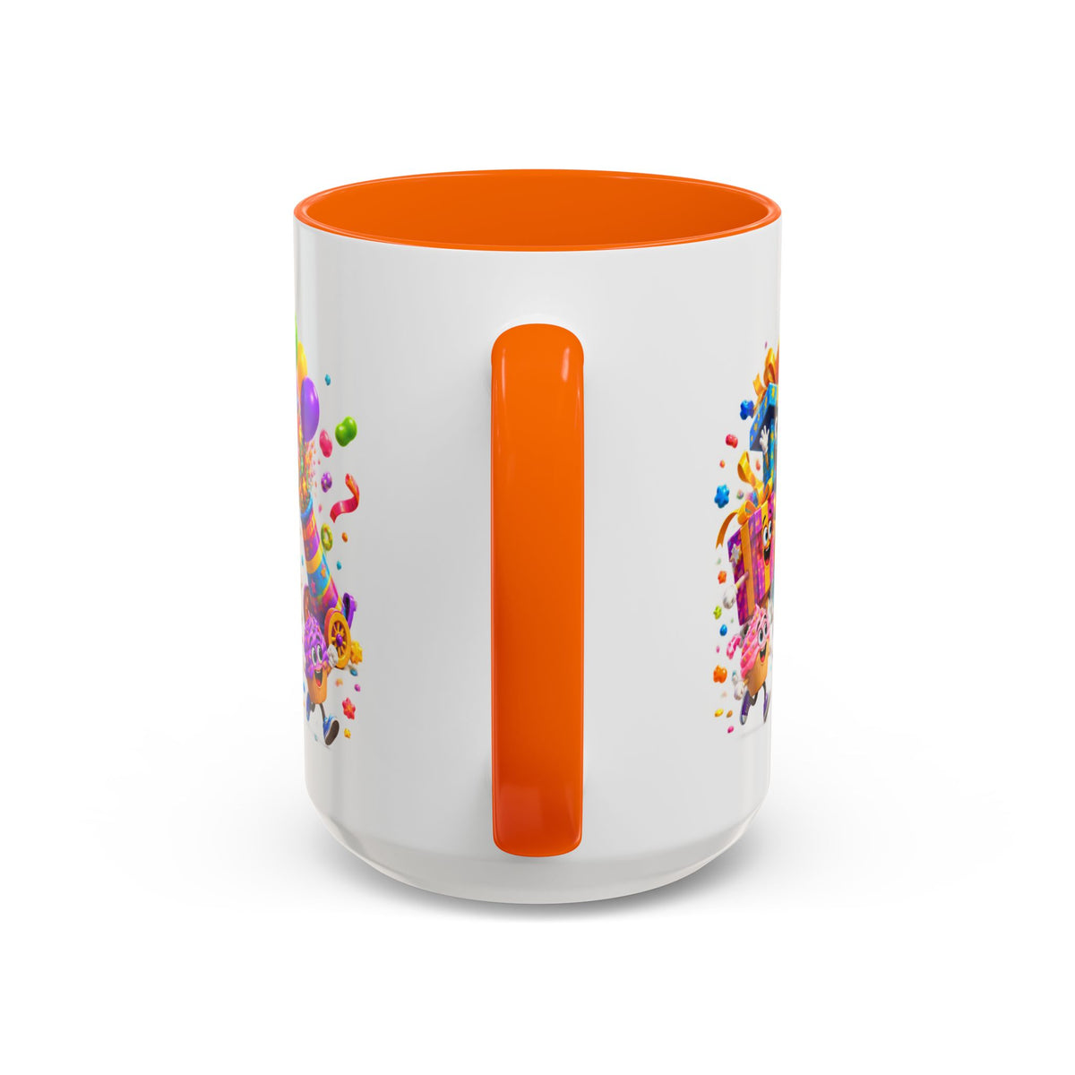 Birthday Party Coffee Mug – Colorful Happy Birthday Cake & Balloon Design (11/15oz Accent Mug)
