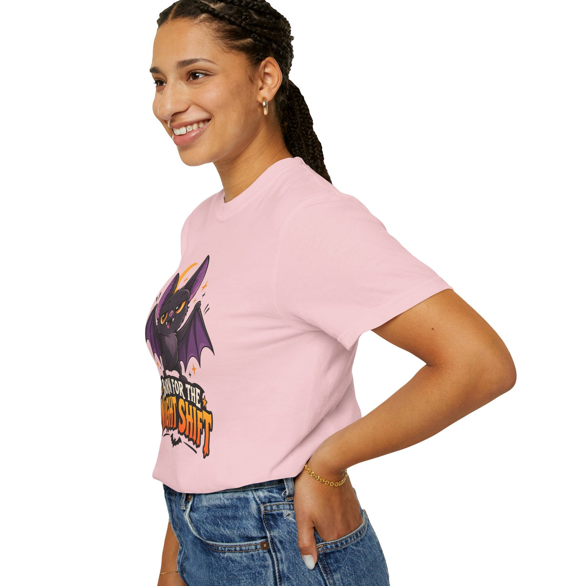 Born for the Night Shift – Cute Halloween Bat T-Shirt