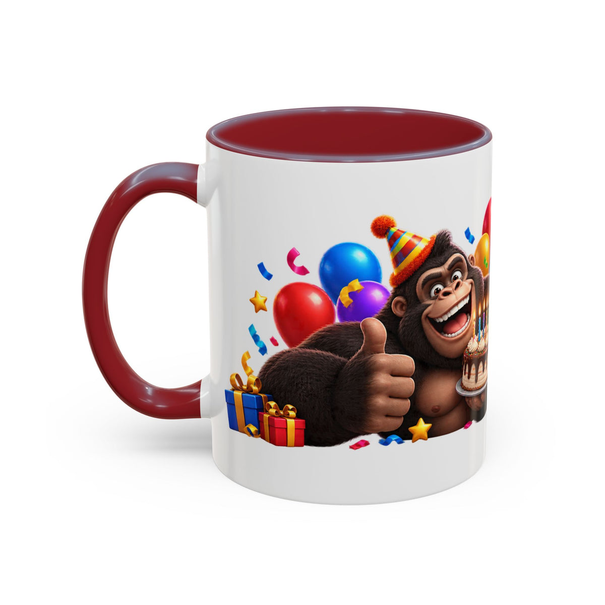 Gorilla Happy Birthday Mug - Colorful 3D Celebration Design