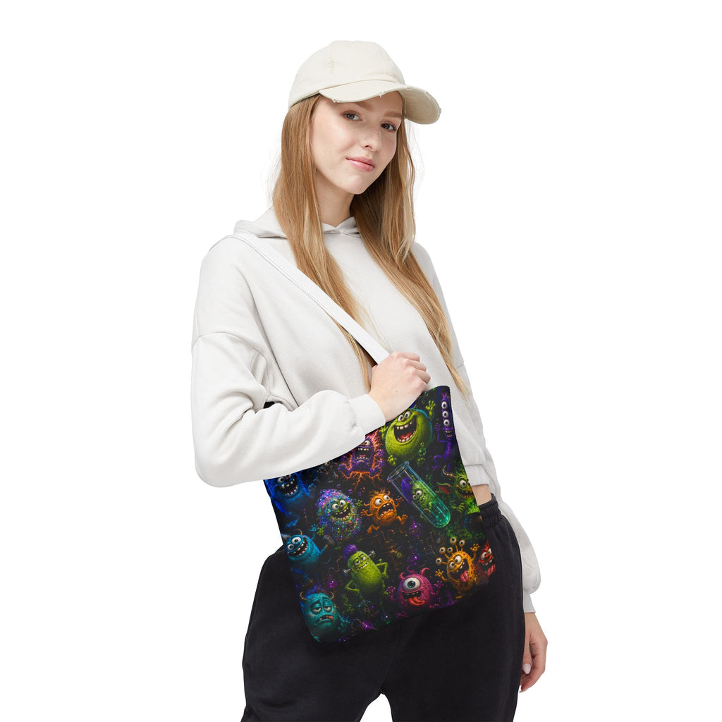 Mad Scientist Monsters Tote Bag – Colorful Laboratory Creature All-Over Print