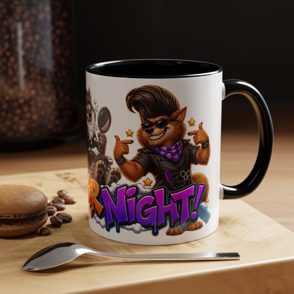 Bad Hair Night Funny Werewolf Barber Halloween White Mug
