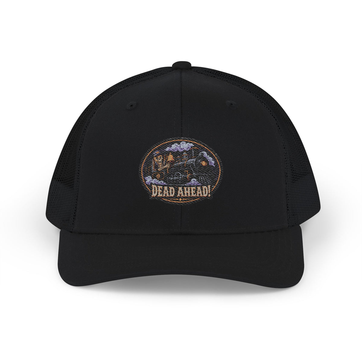 Dead Ahead Skeleton Train Embroidered Trucker Cap