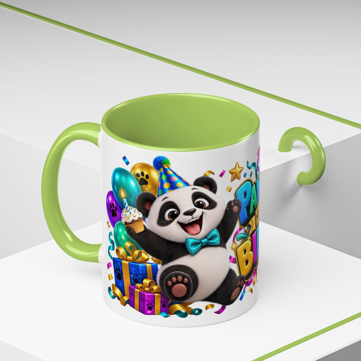 Panda-Monium! It’s Your Birthday White Mug – Cute Panda Birthday Cup, Colorful Fun Party Gift