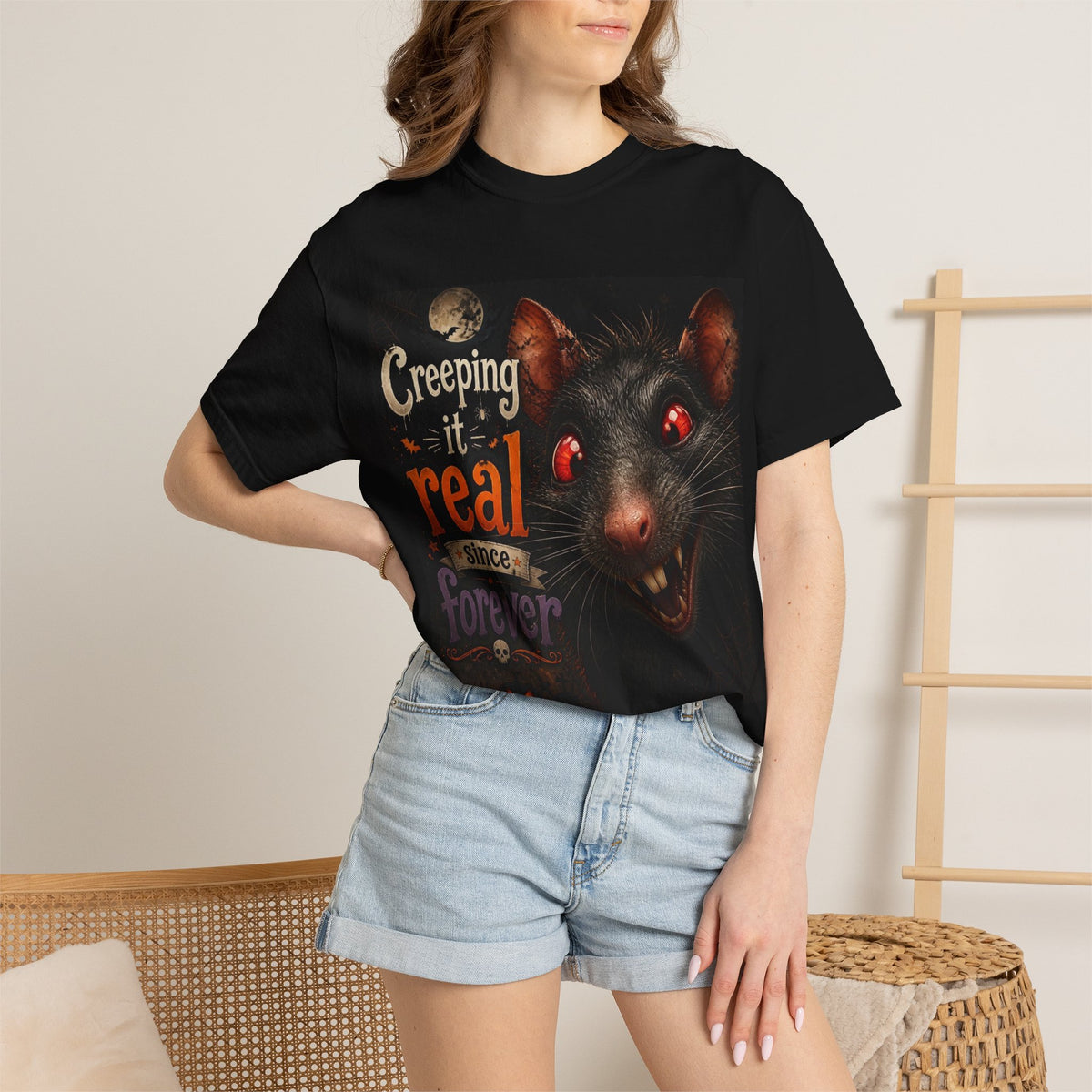 Creeping It Real Rat Graphic T-Shirt — Spooky Halloween Horror Tee