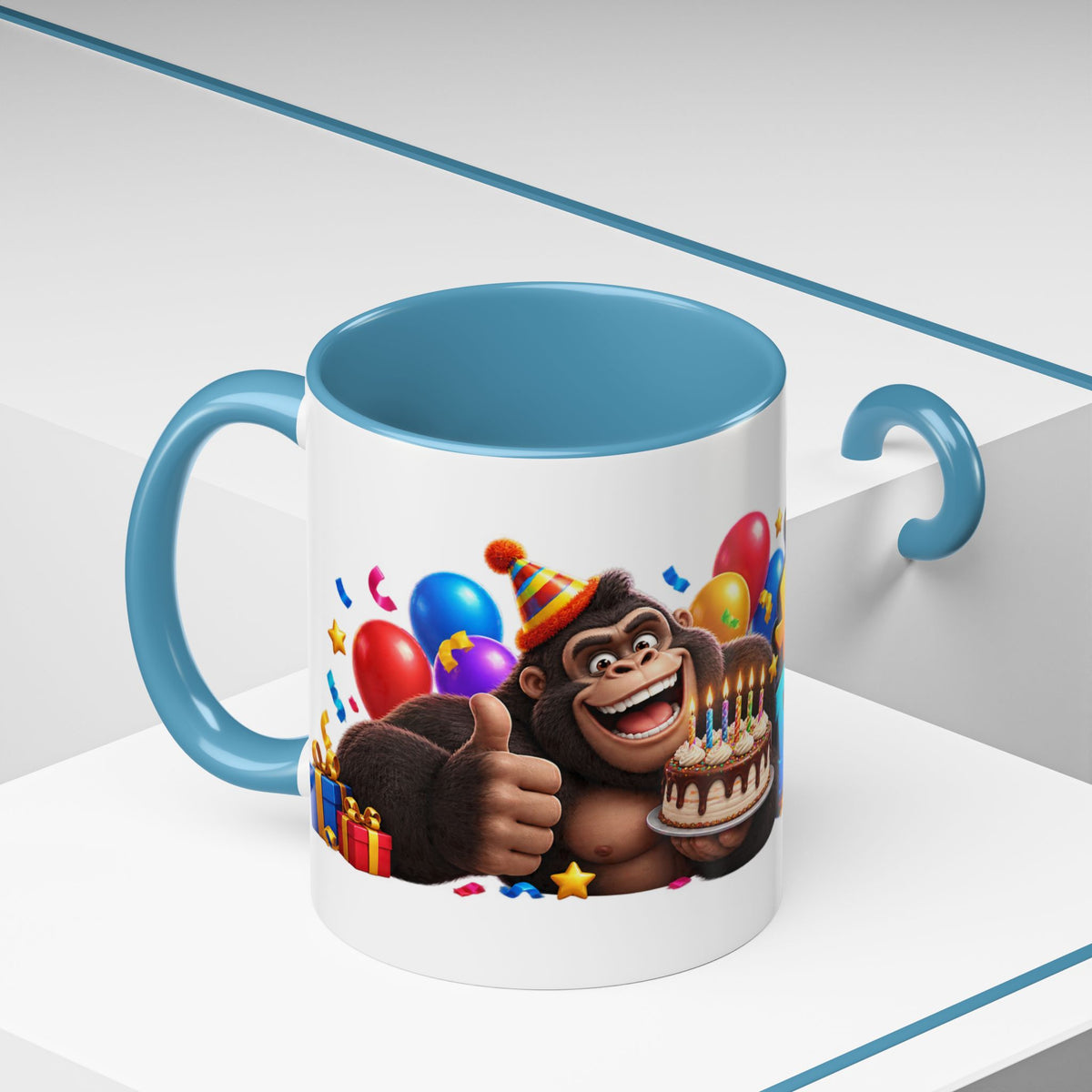 Gorilla Happy Birthday Mug - Colorful 3D Celebration Design