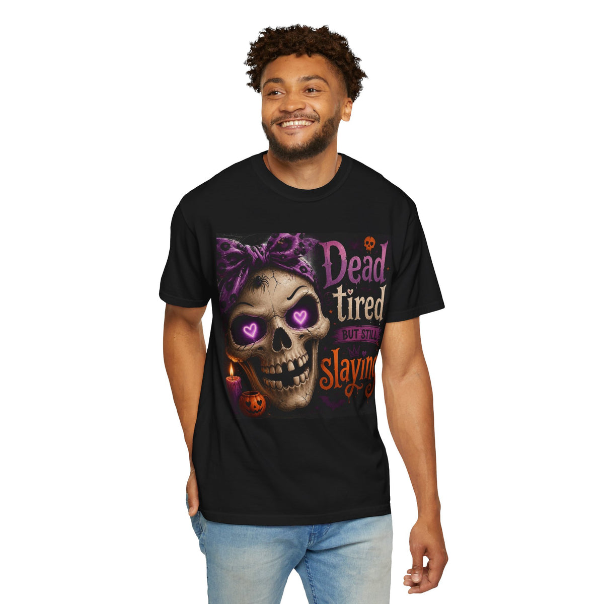 Dead Tired But Still Slaying Skull Halloween T-Shirt