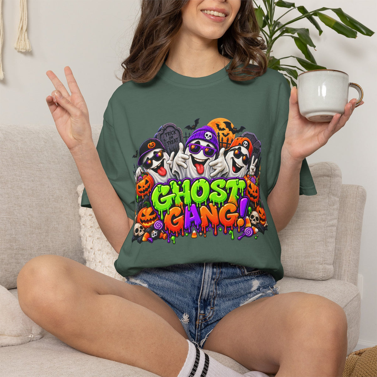 Ghost Gang Halloween T-Shirt – Funny Colorful Ghost Graphic Tee