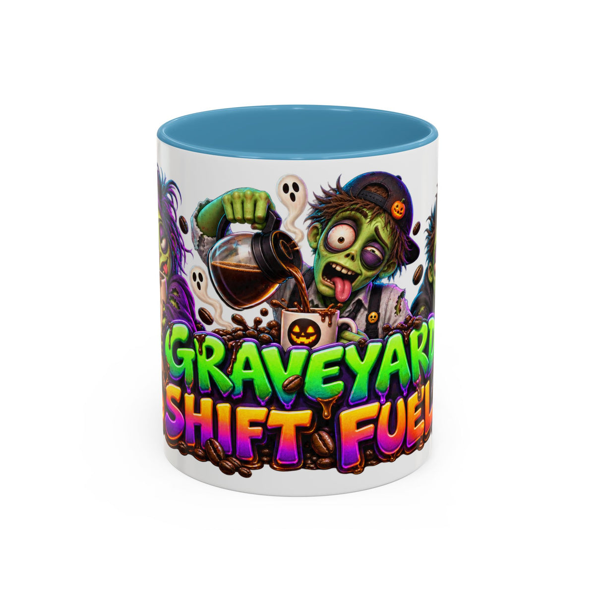 Graveyard Shift Fuel Coffee Zombies Halloween White Mug