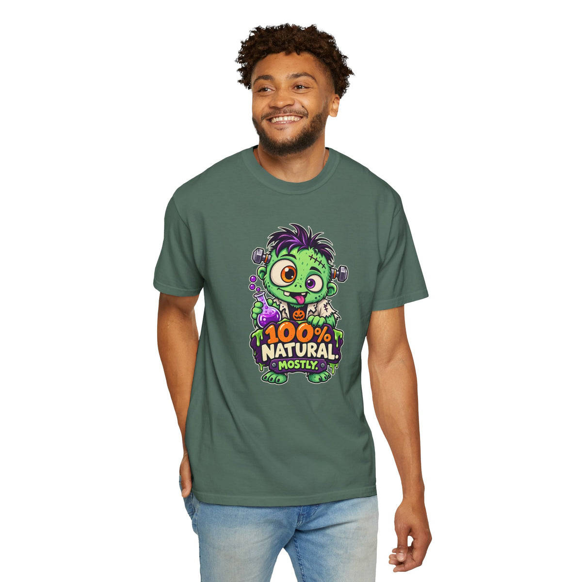 100% Natural. Mostly. – Cute Halloween Lab Monster T-Shirt