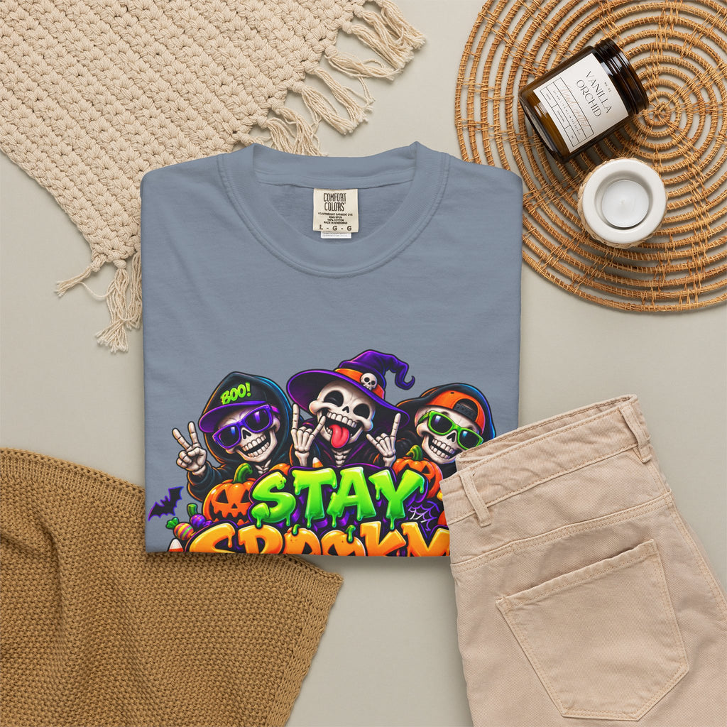Stay Spooky Halloween T-Shirt – Funny Skeleton Crew Colorful Graphic Tee