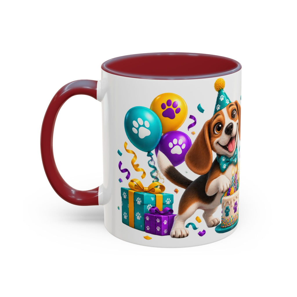 Beagle Birthday Mug – Fetch the Cake White Ceramic Coffee Cup