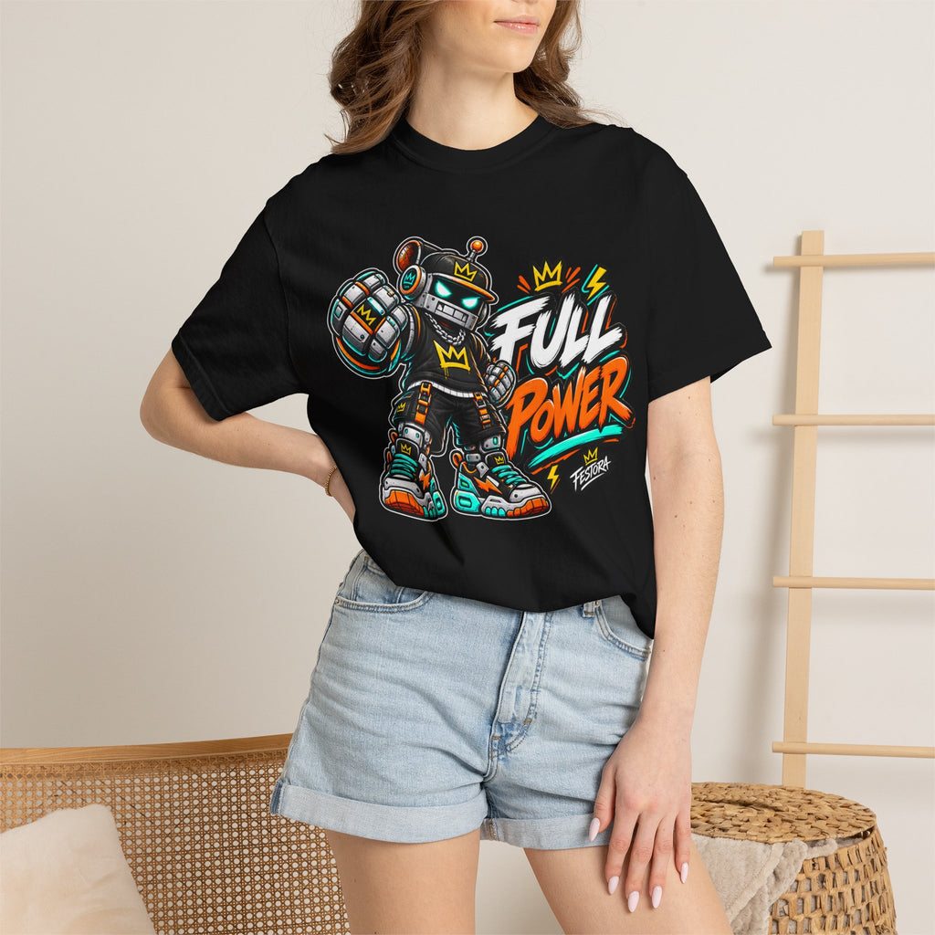Full Power Robot Graphic T-Shirt — Retro Streetwear Tee