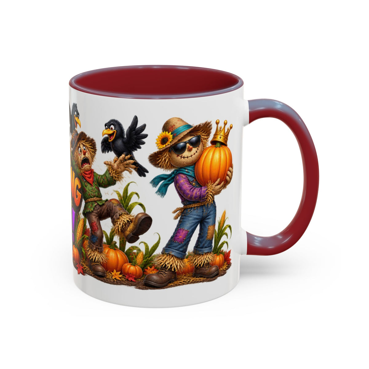 Outstanding in Our Field Funny Scarecrow Halloween White Mug